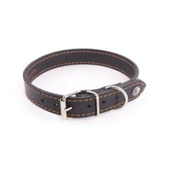 Martin Sellier Collier Cuir Noir Orange T62