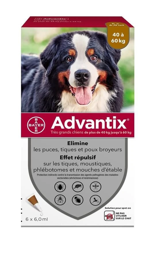 Advantix Très Grand Chien (40 - 60 Kg) - 6 Pipettes 3 Advantix Très Grand Chien (40 - 60 Kg) - 6 Pipettes