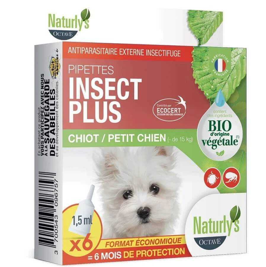 Naturlys Pipettes Insect Plus Bio Chiot Et Petit Chien X6 3 Naturlys Pipettes Insect Plus Bio Chiot Et Petit Chien X6