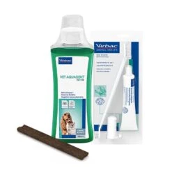Pack Dentaire Virbac : 1 Kit De Brossage Dentaire + 1 Lamelle Dentaire Veggiedent FRESH L + 1 Vetaquadent Fresh 250 Ml
