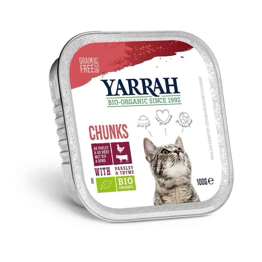 Yarrah Bio Bouchées De Poulet Et Boeuf En Sauce Au Persil Et Au Thym Pour Chat 16 X 100 G 3 Yarrah Bio Bouchées De Poulet Et Boeuf En Sauce Au Persil Et Au Thym Pour Chat 16 X 100 G
